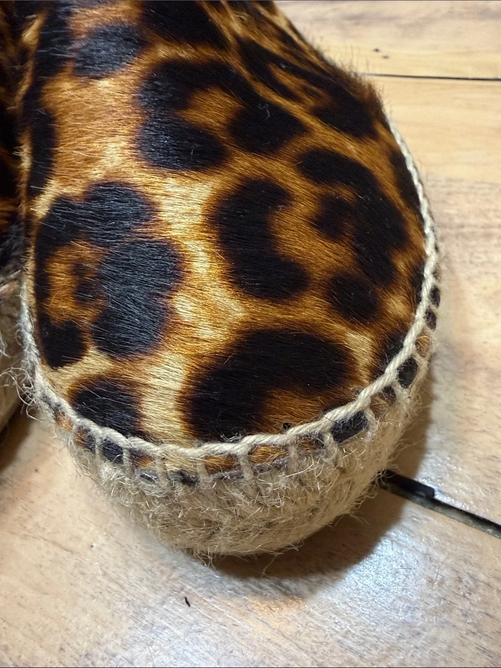 MANEBI Serengeti Calf Hair Double Sole Espadrilles Leopard Print